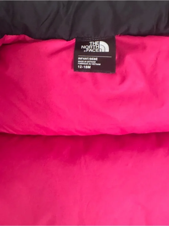 North Face Toddler Girls Retro 96’ Nuptse 700 Down Puffer Jacket Pink Black - Picture 7 of 8